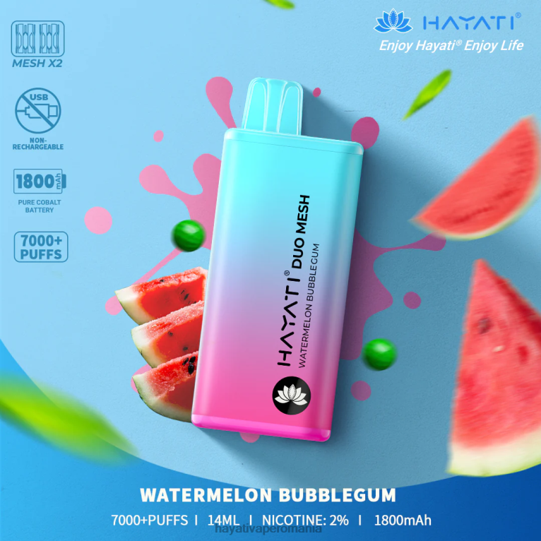 Hayati Duo Mesh de unică folosință gumă de pepene verde BF68L185 Hayati Flavour List