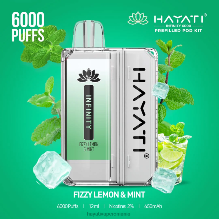 Hayati Infinity 6000 de truse de pod lămâie gazoasă și mentă BF68L147 Hayati Vape Company
