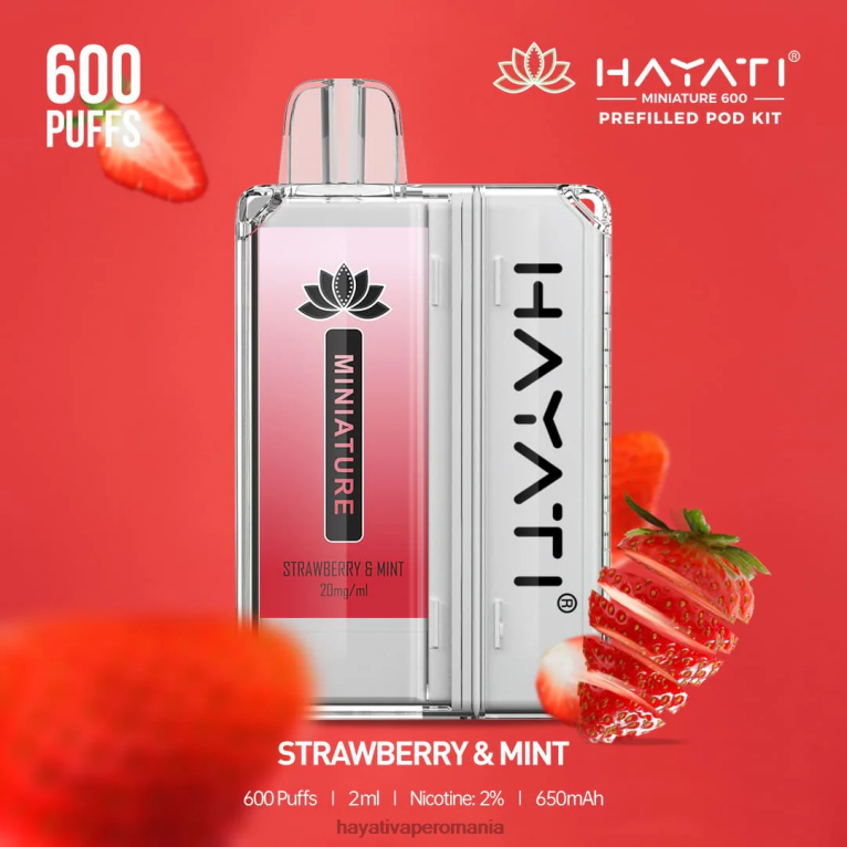 Hayati Miniature 600 de truse de pod căpșuni și mentă BF68L46 Hayati Flavour Vapes