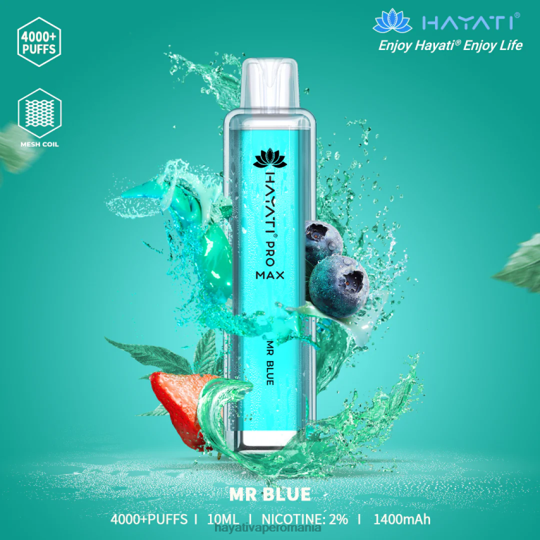 Hayati Pro Max de unică folosință domnule albastru BF68L113 Hayati Vape Romania