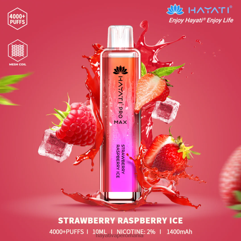 Hayati Pro Max de unică folosință gheață de căpșuni și zmeură BF68L122 Hayati Bucharest