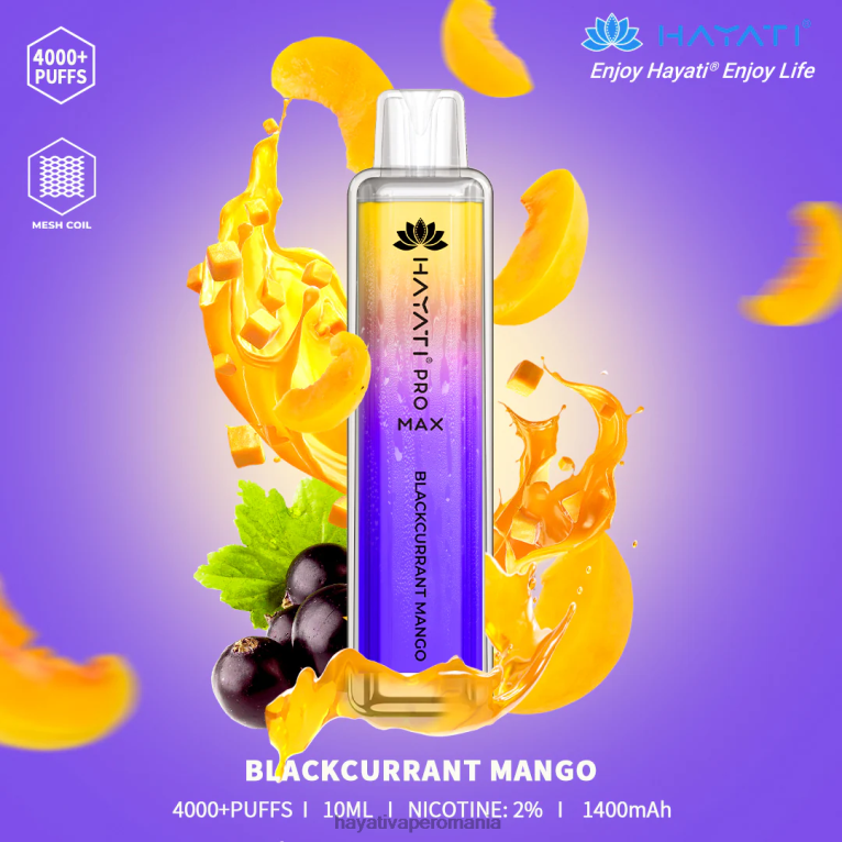 Hayati Pro Max de unică folosință mango coacaze negre BF68L92 Hayati Bucharest