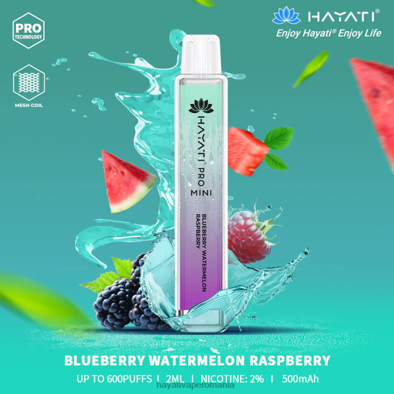 Hayati Pro Mini de unică folosință afine pepene verde zmeura BF68L25 Hayati Flavour List