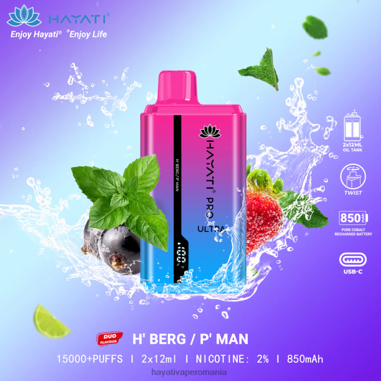 Hayati Pro Ultra 15000 pufuri de unică folosință h berg/p om BF68L219 Hayati Store Romania