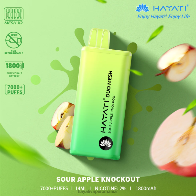 Hayati Duo Mesh de unică folosință knockout mere acru BF68L180 Hayati Vape Price
