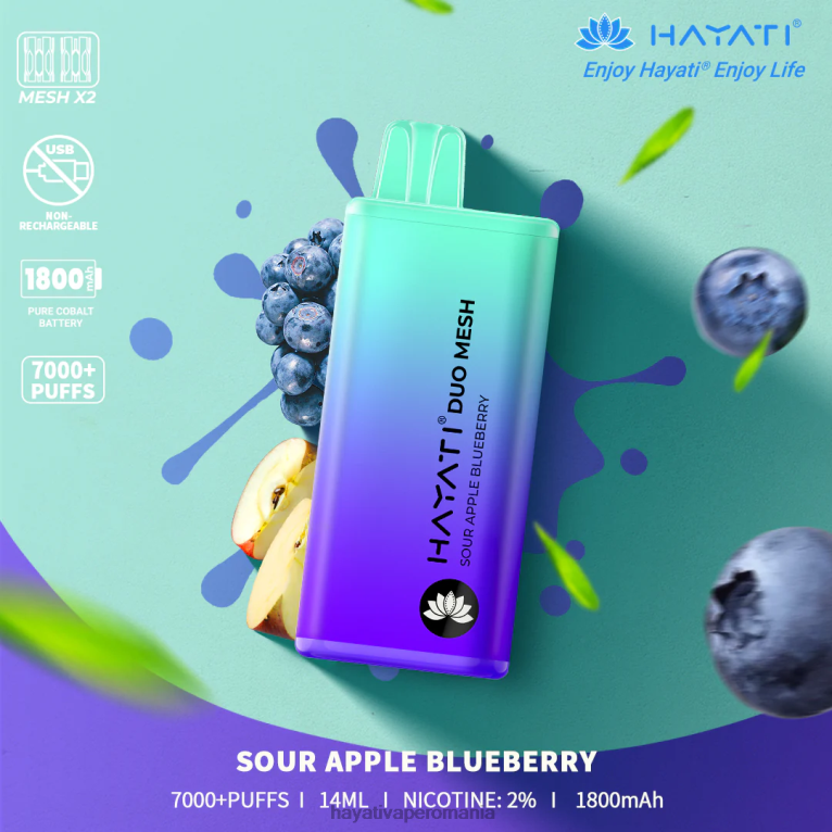 Hayati Duo Mesh de unică folosință măr acru afine BF68L188 Hayati Vapes Wholesale