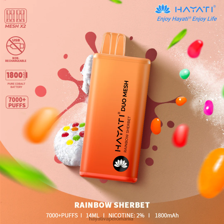 Hayati Duo Mesh de unică folosință serbet curcubeu BF68L177 Hayati Vape Company