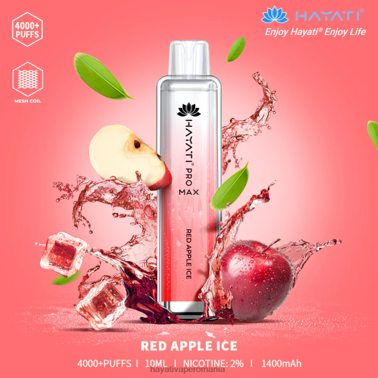 Hayati Pro Max de unică folosință gheață cu mere roșii BF68L116 Hayati Flavour Vapes