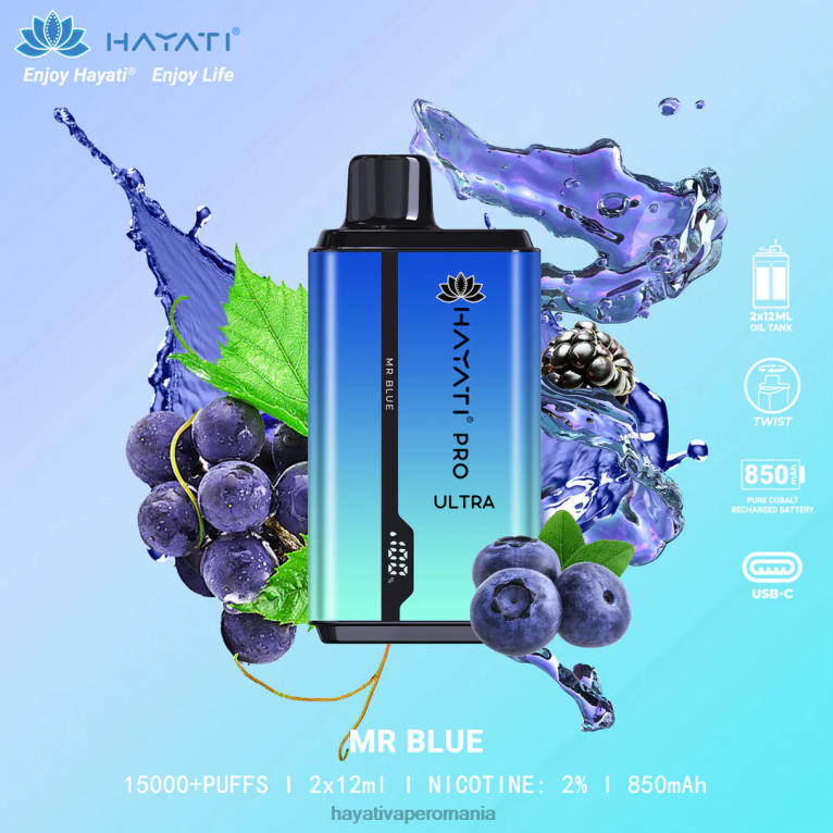 Hayati Pro Ultra 15000 pufuri de unică folosință domnule albastru BF68L207 Hayati Vape Company