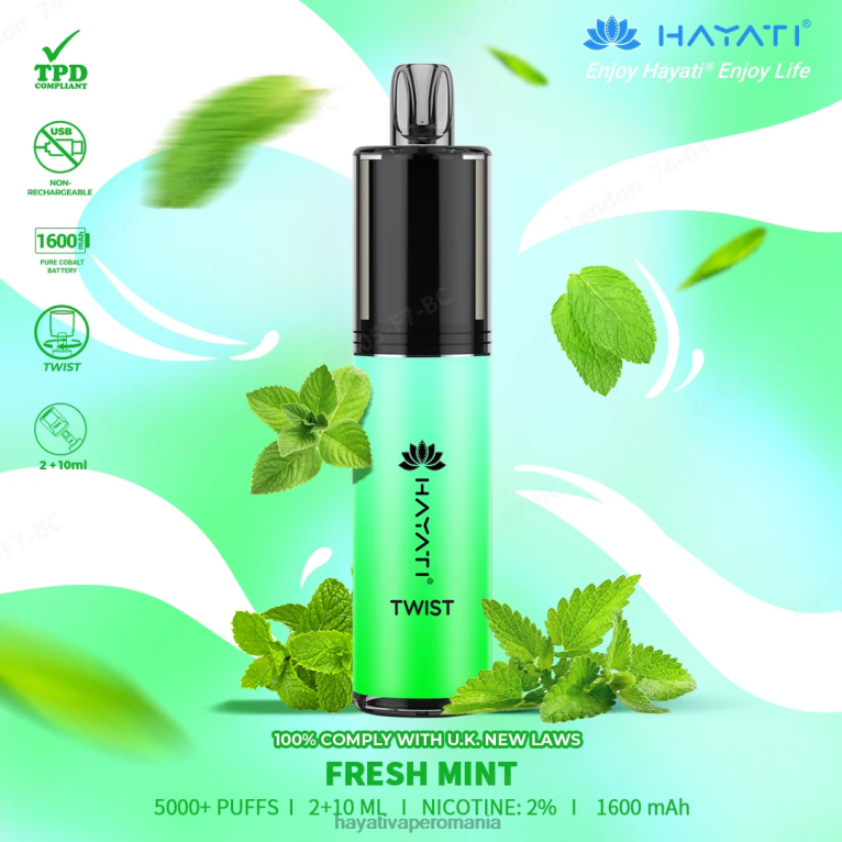 Hayati Twist de unică folosință menta proaspata BF68L70 Hayati Vape Price